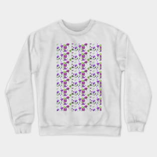 Pink flowers on white pattern Crewneck Sweatshirt